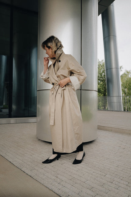 Anna Led | Double -Breasted Belted Trench Coat AGATA