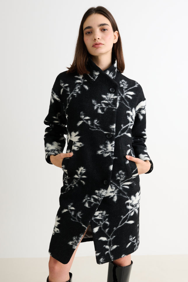 Donalda Power Bloom Funnel Neck Coat - Front