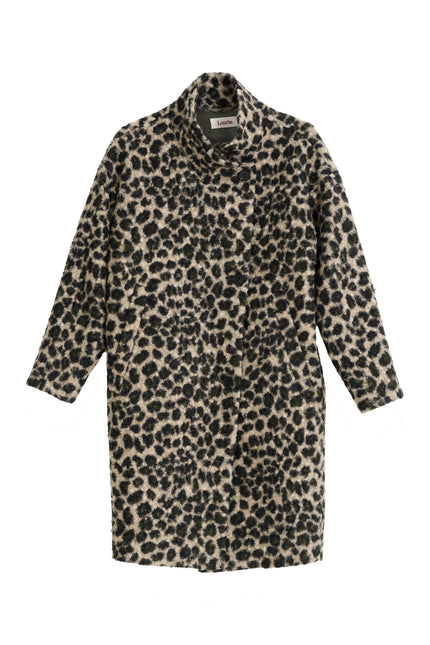 Donalda Animal Funnel Neck Coat - Green - Styled