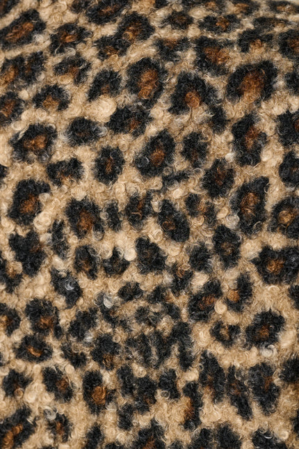 Donalda Animal Funnel Neck Coat - Taupe - Detail 3