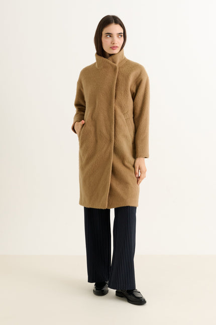 Donalda Camel Cocoon Coat - Front