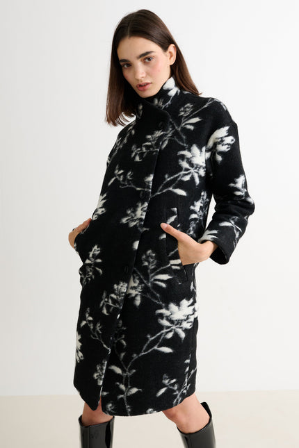 Donalda Power Bloom Funnel Neck Coat - Back