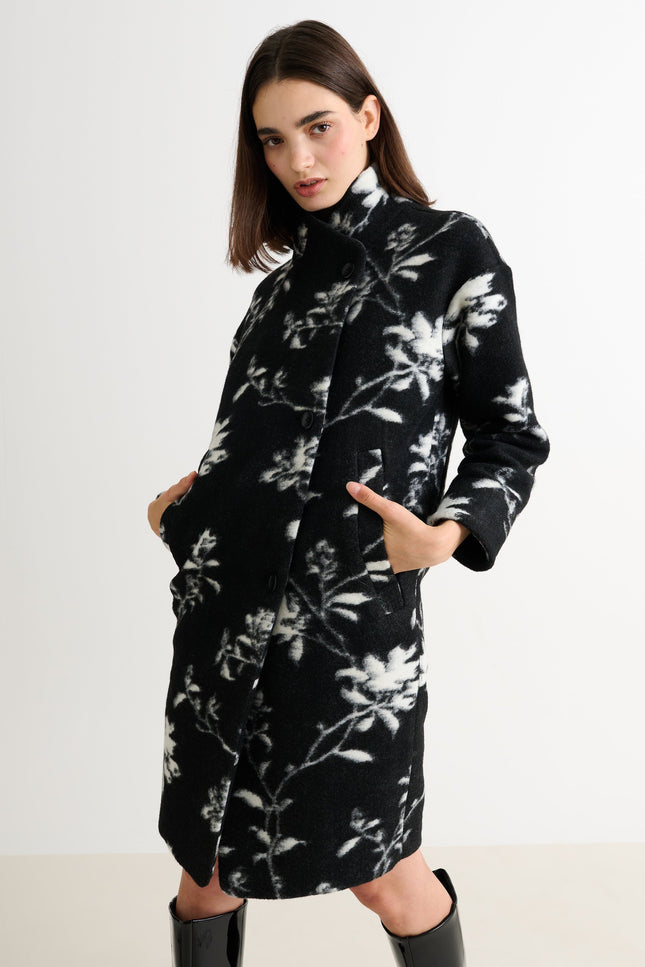 Donalda Power Bloom Funnel Neck Coat - Back