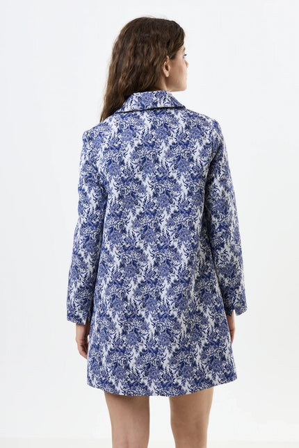 Dryden Wedgewood Jacquard Short Coat - Back