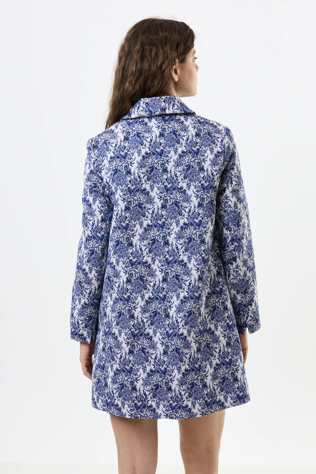 Dryden Wedgewood Jacquard Short Coat - Back