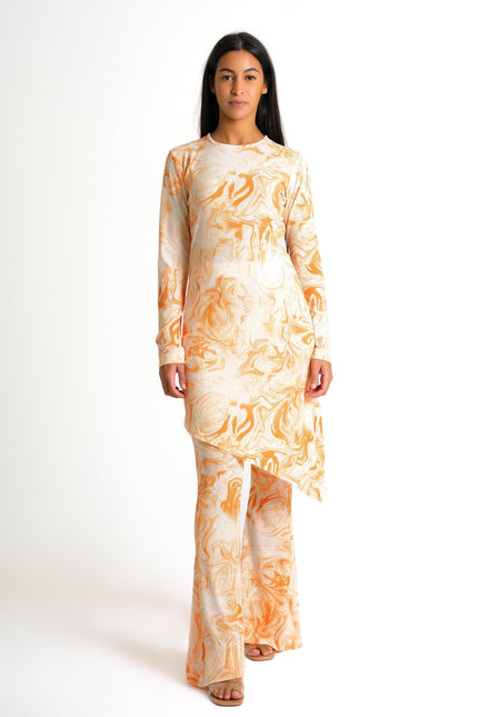 Janara Jones | Orange Tie Dye Synthetic Asymmetric Mini Dress