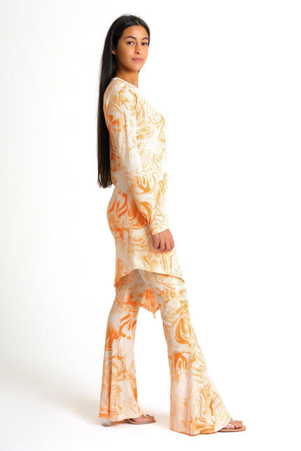 Janara Jones | Orange Tie Dye Synthetic Asymmetric Mini Dress