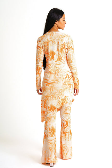 Janara Jones | Orange Tie Dye Synthetic Asymmetric Mini Dress