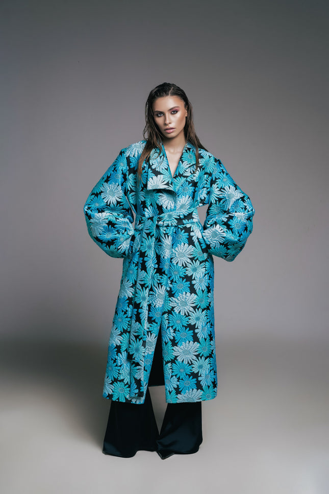 Psychedelic Overdose | Balloon Long Coat blue