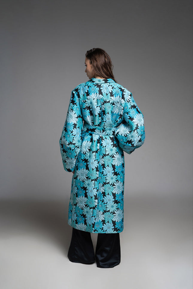 Psychedelic Overdose | Balloon Long Coat blue