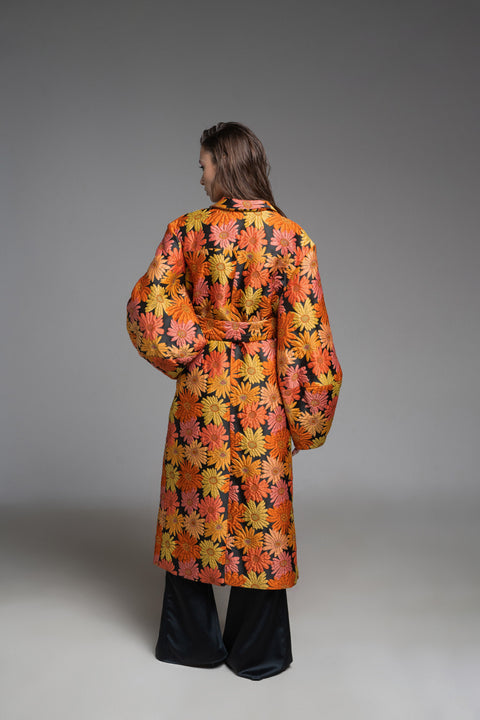 Psychedelic Overdose | Balloon Long Coat orange