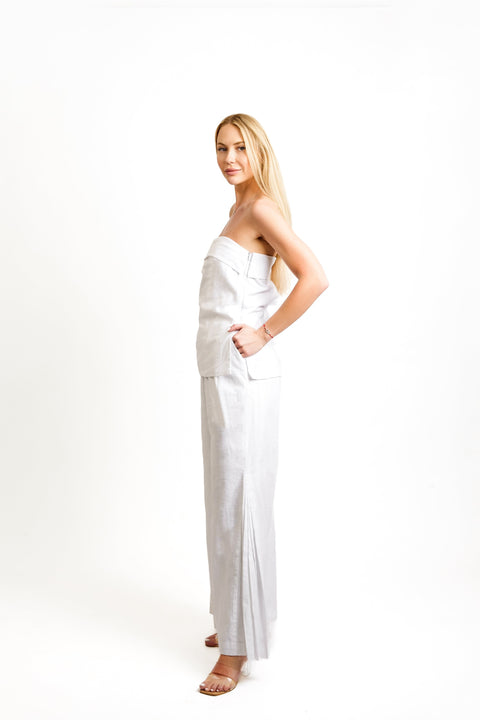 Muda Clothing | Top and Wide Leg Trousers Set Samantha white