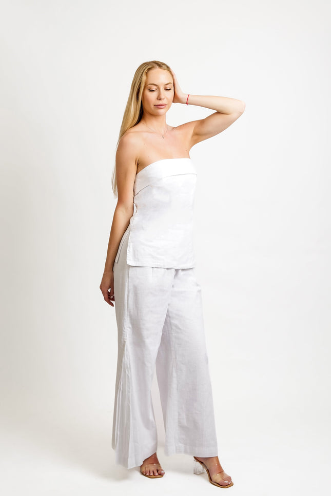 Muda Clothing | Top and Wide Leg Trousers Set Samantha white