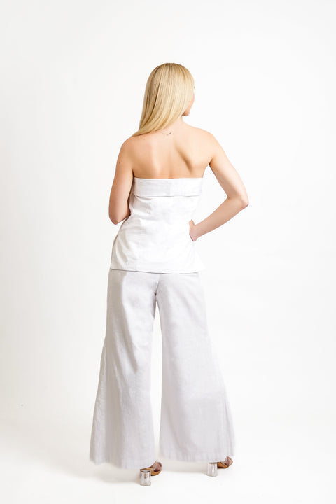 Muda Clothing | Top and Wide Leg Trousers Set Samantha white