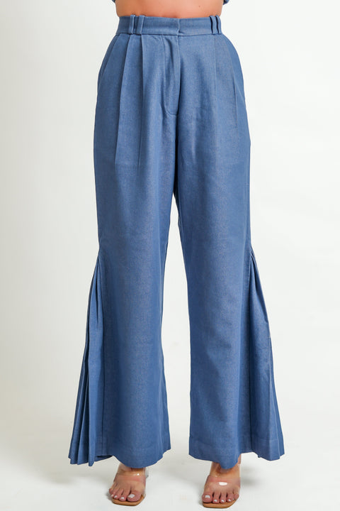 Muda Clothing | Top and Wide Leg Trousers Set Samantha blue