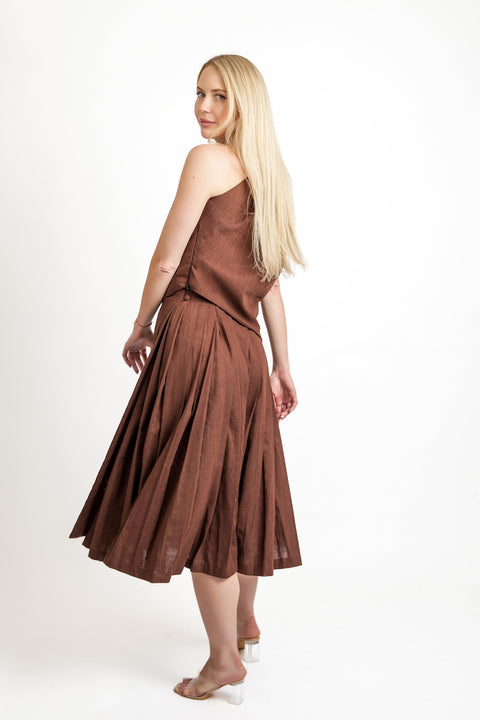 Muda Clothing | Top and Wide Leg Trousers Set Rachel brown