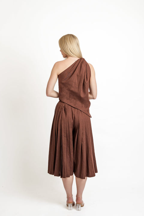 Muda Clothing | Top and Wide Leg Trousers Set Rachel brown