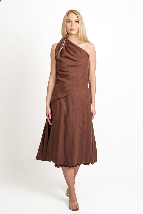 Muda Clothing | Top and Wide Leg Trousers Set Rachel brown