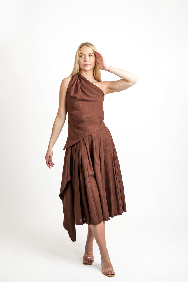 Muda Clothing | Top and Wide Leg Trousers Set Rachel brown