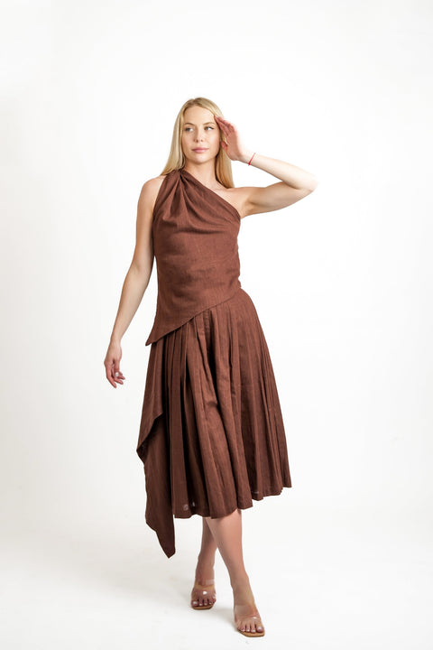 Muda Clothing | Top and Wide Leg Trousers Set Rachel brown