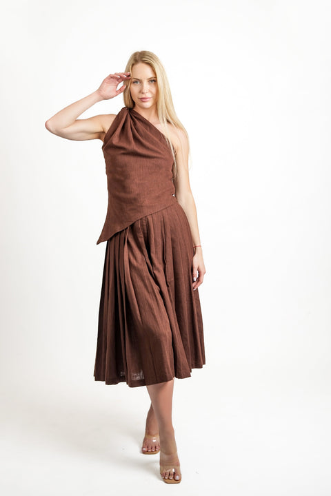 Muda Clothing | Top and Wide Leg Trousers Set Rachel brown