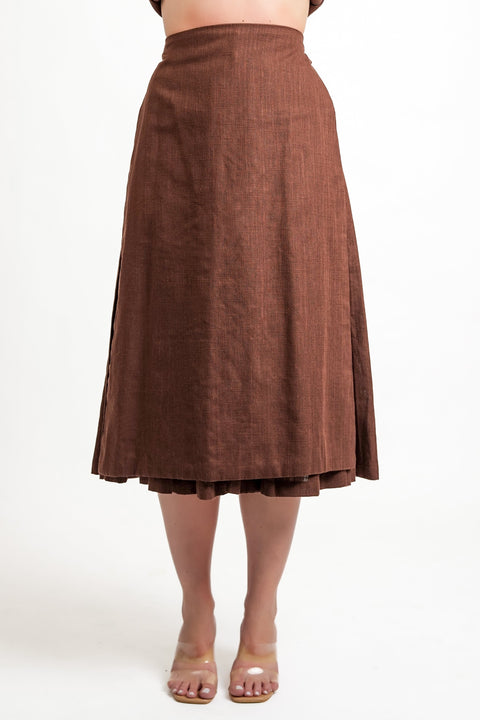 Muda Clothing | Top and Wide Leg Trousers Set Rachel brown