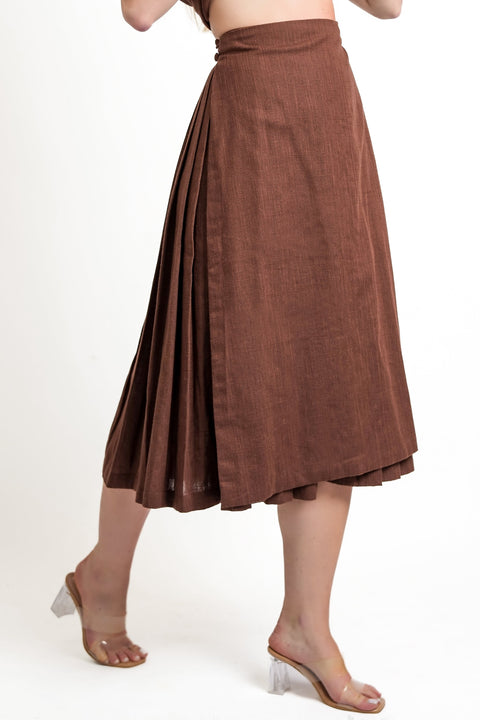 Muda Clothing | Top and Wide Leg Trousers Set Rachel brown