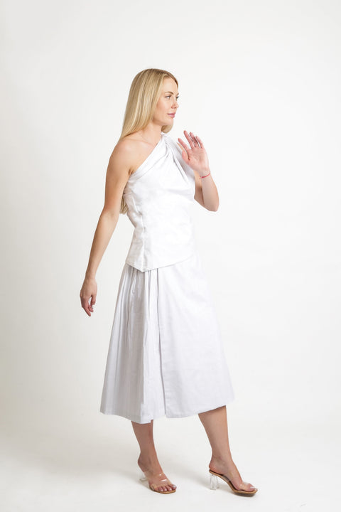Muda Clothing | Wide Leg Trousers Rachel with detachable culotte white
