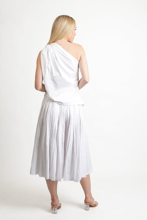 Muda Clothing | Wide Leg Trousers Rachel with detachable culotte white
