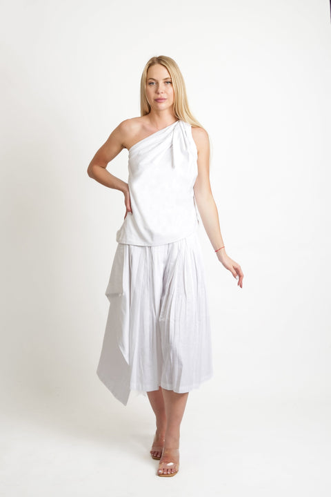 Muda Clothing | Wide Leg Trousers Rachel with detachable culotte white