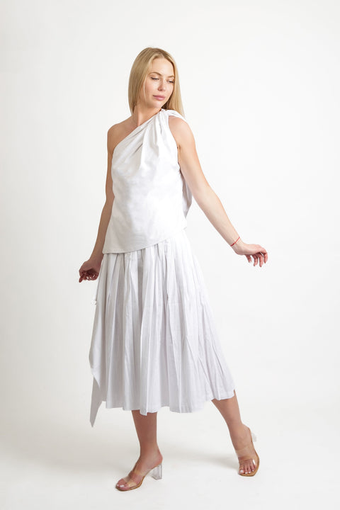 Muda Clothing | Wide Leg Trousers Rachel with detachable culotte white