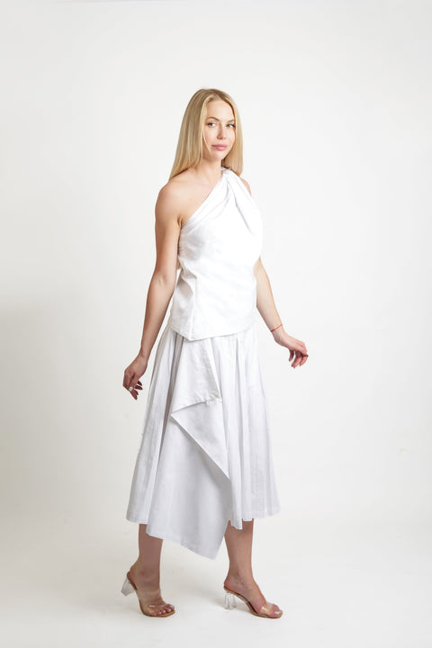 Muda Clothing | Wide Leg Trousers Rachel with detachable culotte white