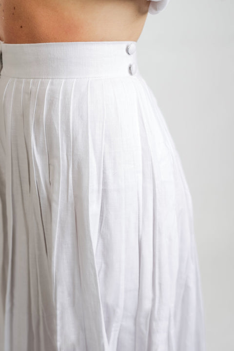 Muda Clothing | Wide Leg Trousers Rachel with detachable culotte white