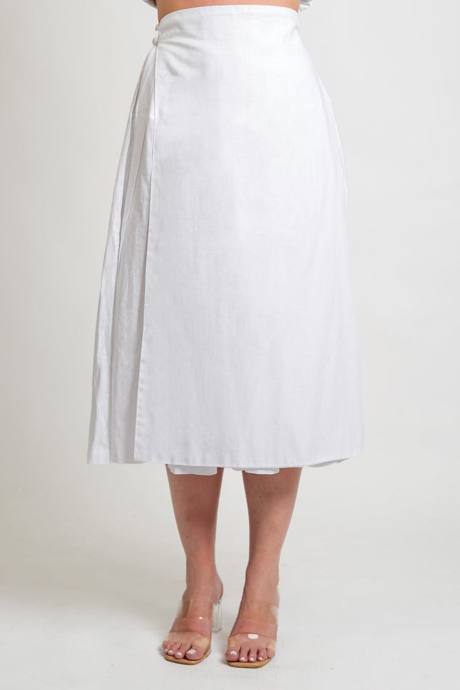 Muda Clothing | Wide Leg Trousers Rachel with detachable culotte white