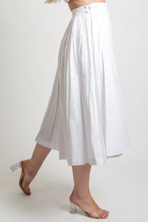 Muda Clothing | Wide Leg Trousers Rachel with detachable culotte white