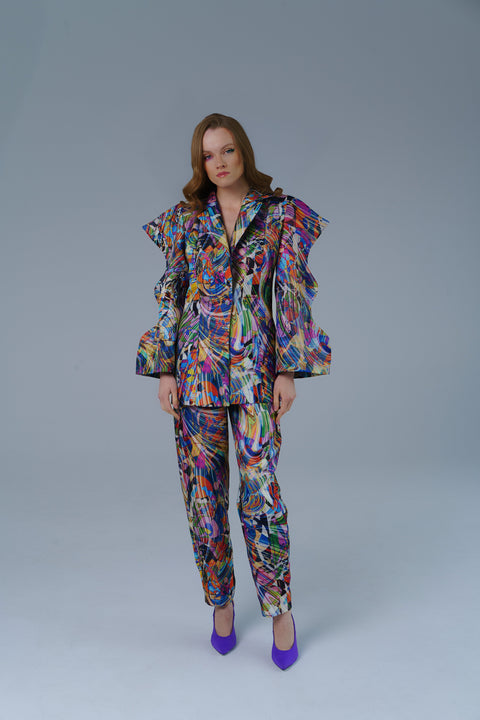 Psychedelic Overdose | Mix Mushroom Straight Trousers