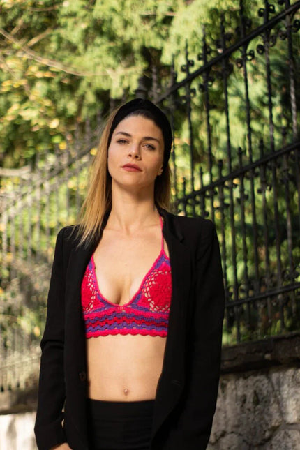 Flower Crochet Top - Fuchsia NORGÄTE alpaca knitwear sustainably made in Peru