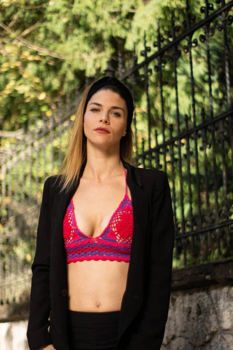 Flower Crochet Top - Fuchsia NORGÄTE alpaca knitwear sustainably made in Peru