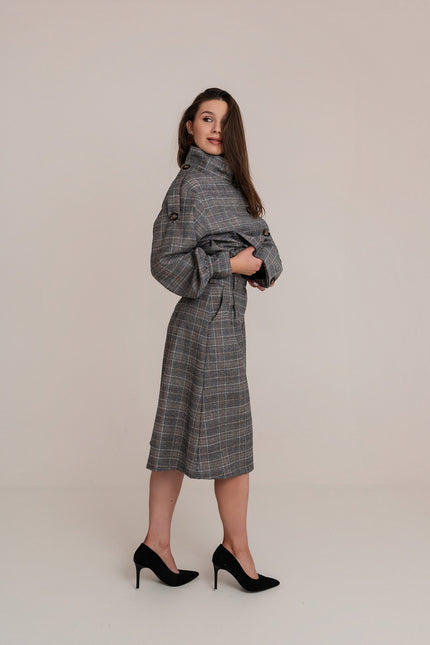 Maoconcept | Grey wool plaid Bermuda shorts with pleats