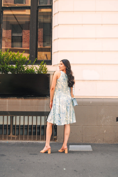 Violet Fish I Isabella  Dress - Tiger Print Blue Grass