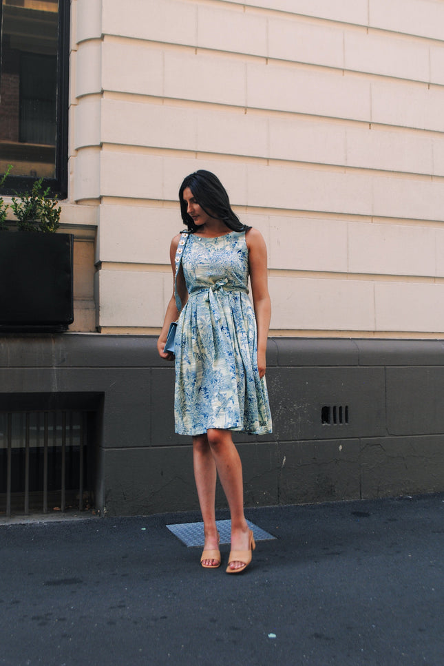 Violet Fish I Isabella  Dress - Tiger Print Blue Grass