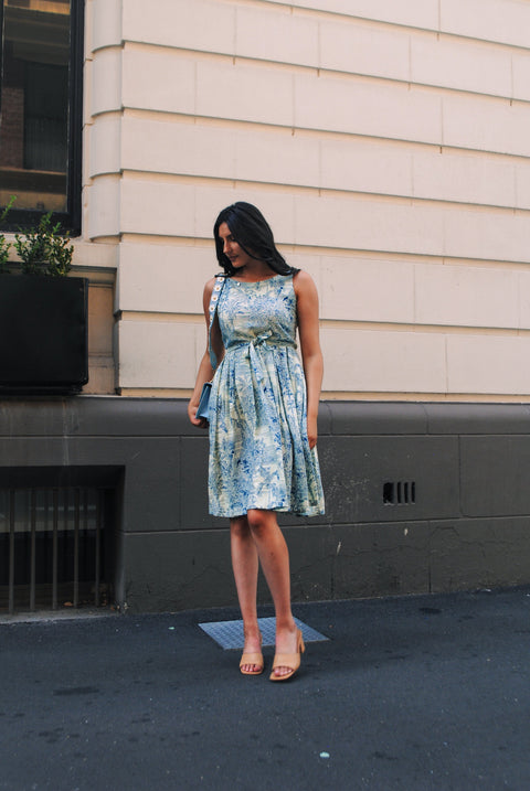 Violet Fish I Isabella  Dress - Tiger Print Blue Grass