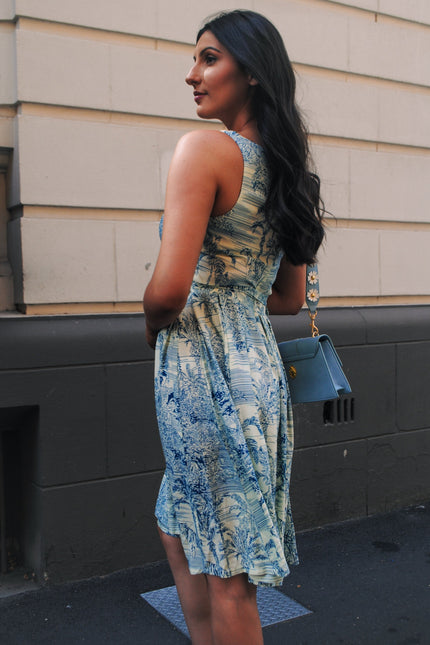 Violet Fish I Isabella  Dress - Tiger Print Blue Grass