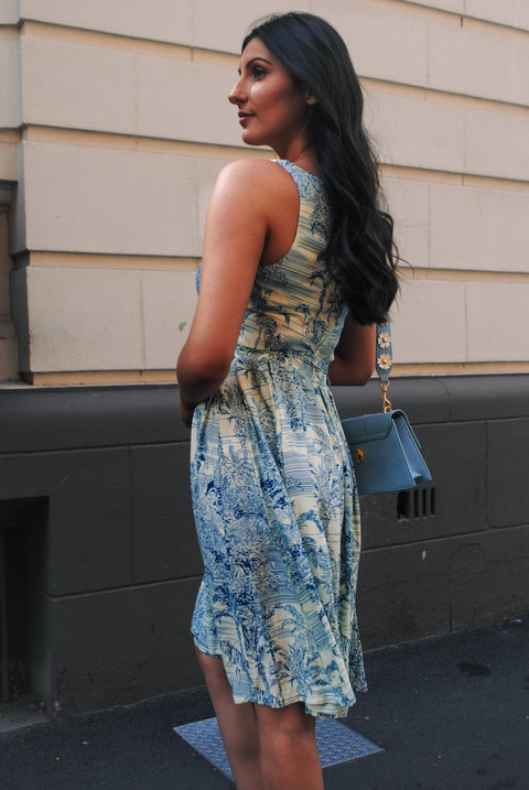 Violet Fish I Isabella  Dress - Tiger Print Blue Grass