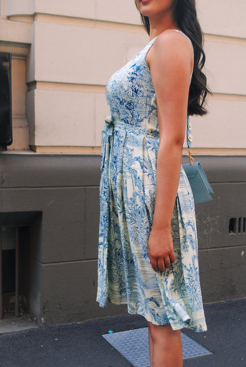 Violet Fish I Isabella  Dress - Tiger Print Blue Grass