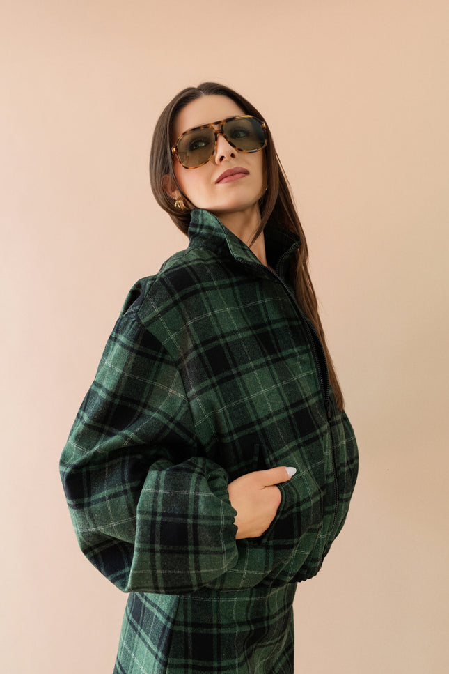 Maoconcept | Green and black plaid wool jacket