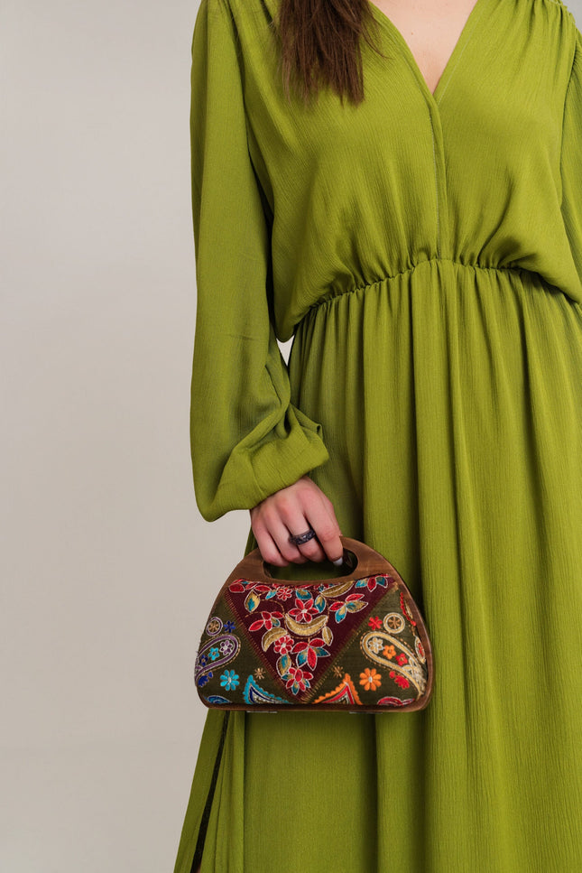 Maoconcept | Olive green open-back maxi dress