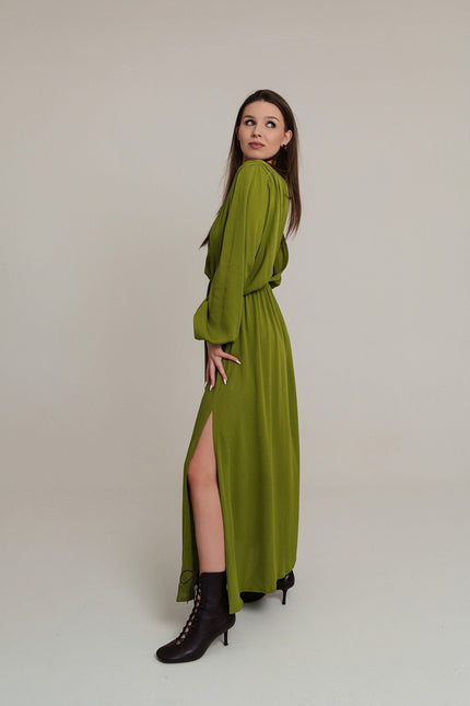 Maoconcept | Olive green open-back maxi dress