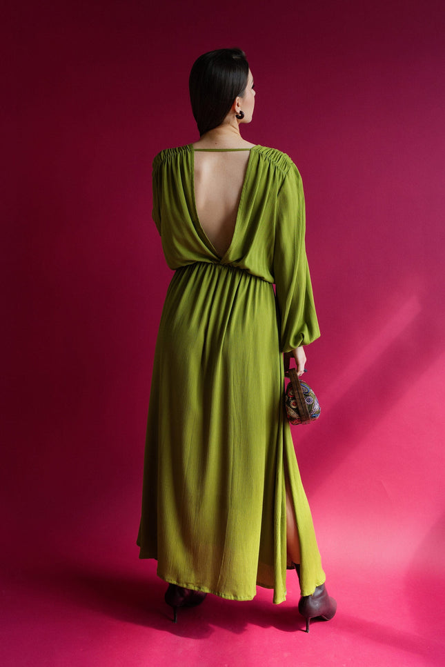 Maoconcept | Olive green open-back maxi dress