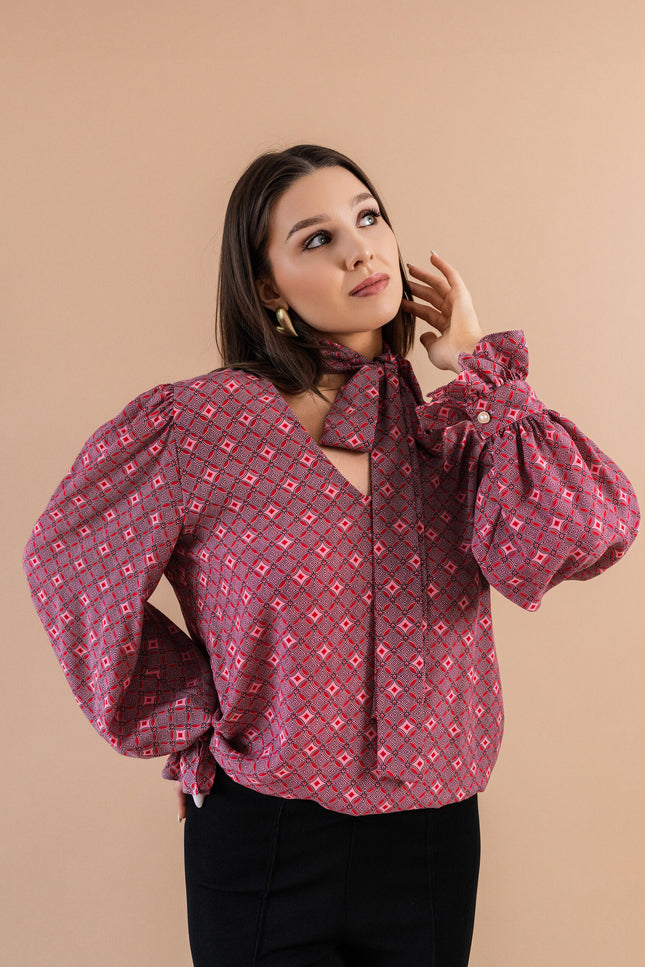Maoconcept | Colorful cupro shirt with a bow tie detail